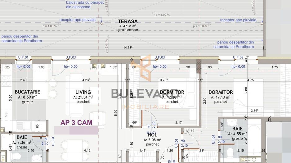 Penthouse cu terasa de 47 mp, zona strazii Eroilor! - Poză 3