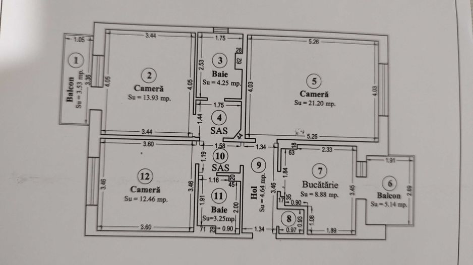 Vand apartament 3 camere Micro17 ,80mp - Poză 2