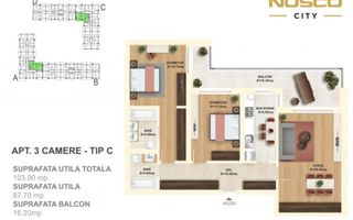 Apartament de lux - 3 camere - Nusco City - parcare subterană disponibilă - Poză 1