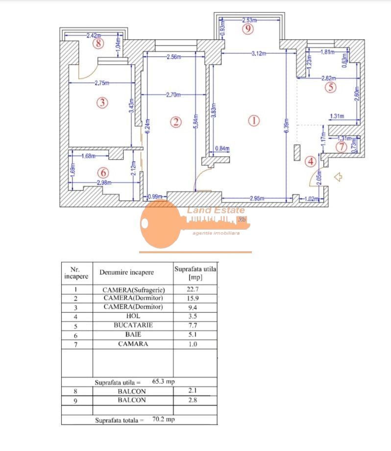 Apartament 3 camere – 77 mp | Etaj 4/11 | Loc de parcare | Zonă excelentă - Schiță 5