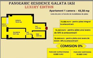 Apartament 1 camera de vanzare in Iasi, Galata, 43,58 mp, bloc nou - Poză 2
