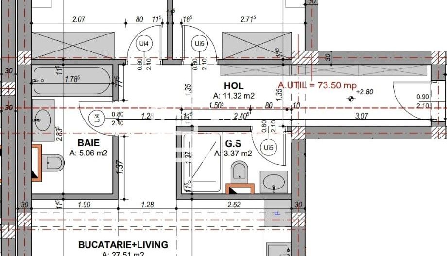 Apartament 3 camere, 73,5 mp utili, 2 băi, 2 balcoane, parcare, Doamna Stanca - Schiță 12