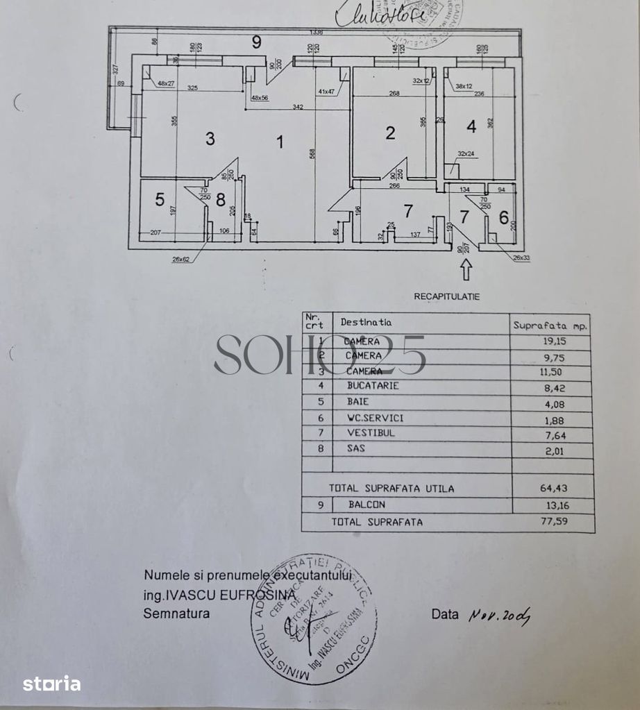 Apartament 3 camere | 78 mp | Etaj 1 | Tei | Locație excelentă - Schiță 10