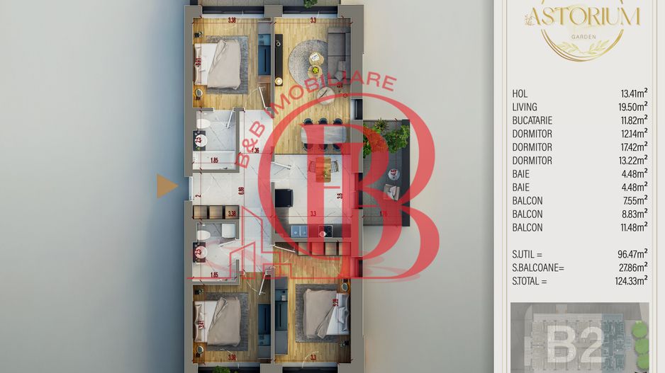 4 camere finalizat Complex Premium-piscina - pista alergare in incinta - Schiță 2