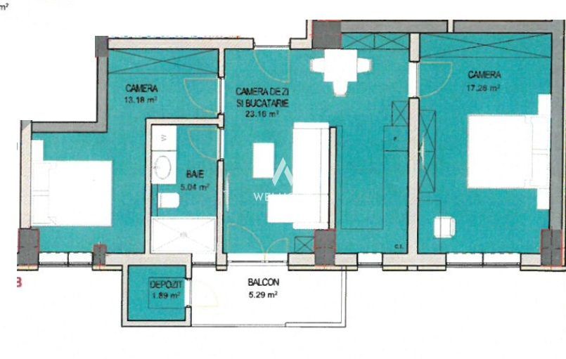 Apartament 3 camere - spatiu "La Cheie" - Schiță 3