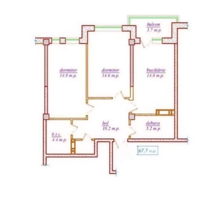 Vânzare, apartament, 2 camere, str. Nicolae Dimo, Durlești - Poză 1