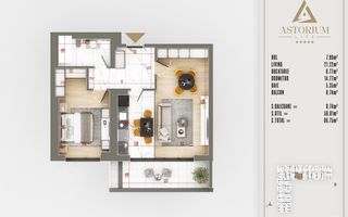 2 camere  proiect premium titan pallady - Schiță 5