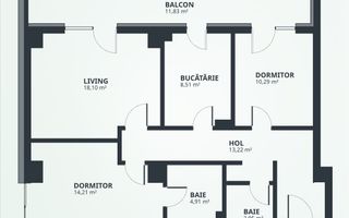 Ap. 3 camere, Dec., 84.7mp, 188.989 cu TVA -Complex Rezident Tatarasi - Poză 6