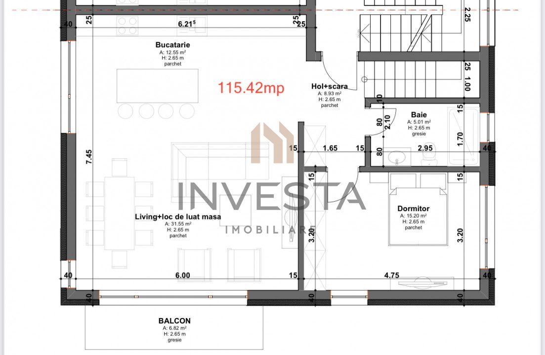 Apartament in imobil tip vila! 4 camere suprafata utila 115 mp! - Schiță 2