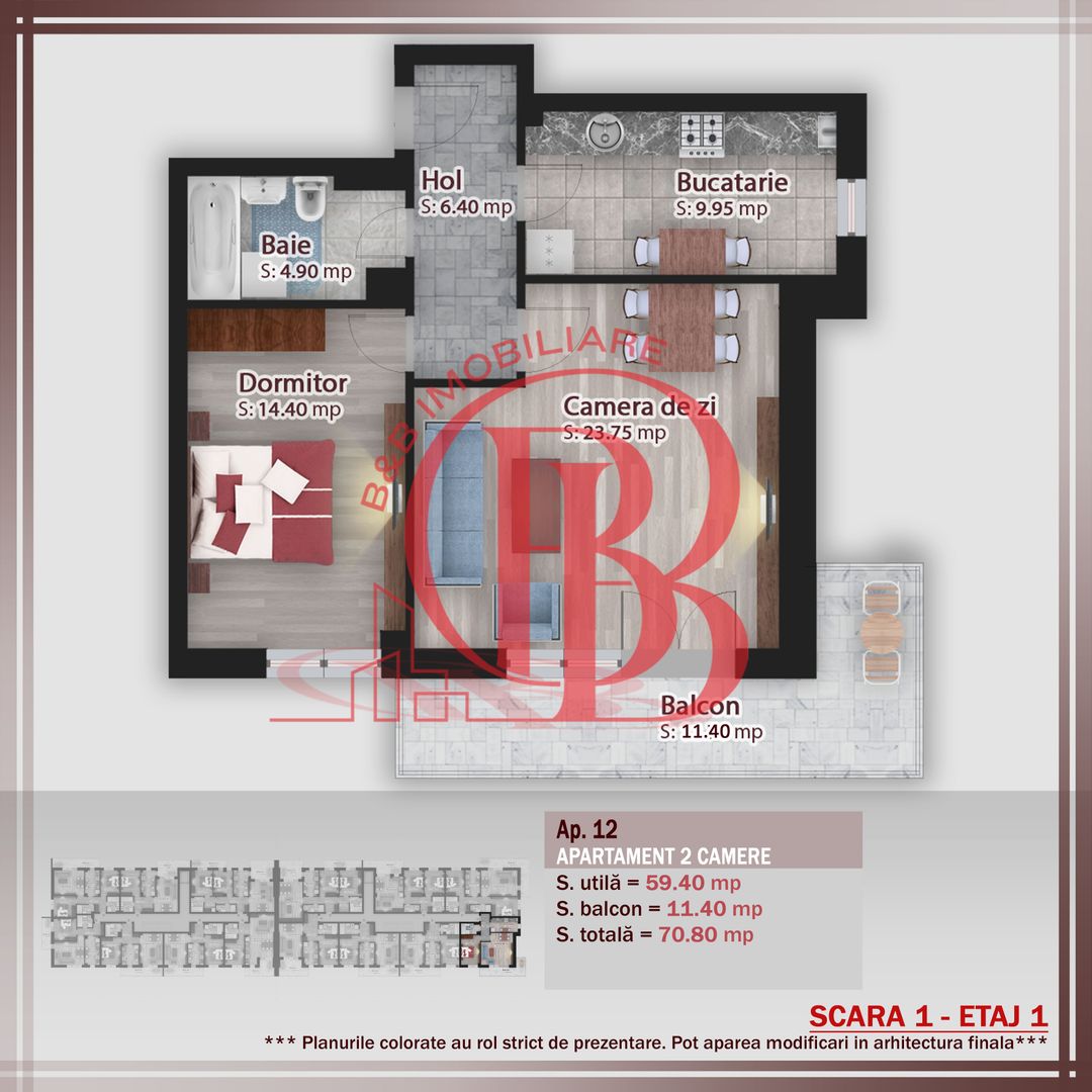 Apartament 2 camere-Suprafata generoasa-STB Parcul Teilor - Schiță 6