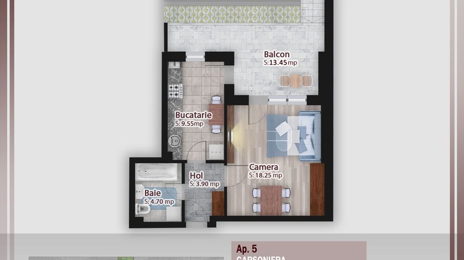 Garsoniera cu gradina -oferta lansare proiect Pallady - Schiță 1