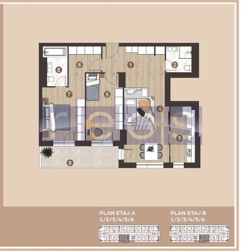 OCAZIE| APARTAMENT 3CAMERE| PIPERA | PARCARE KLAUS INCLUSA - Schiță 1