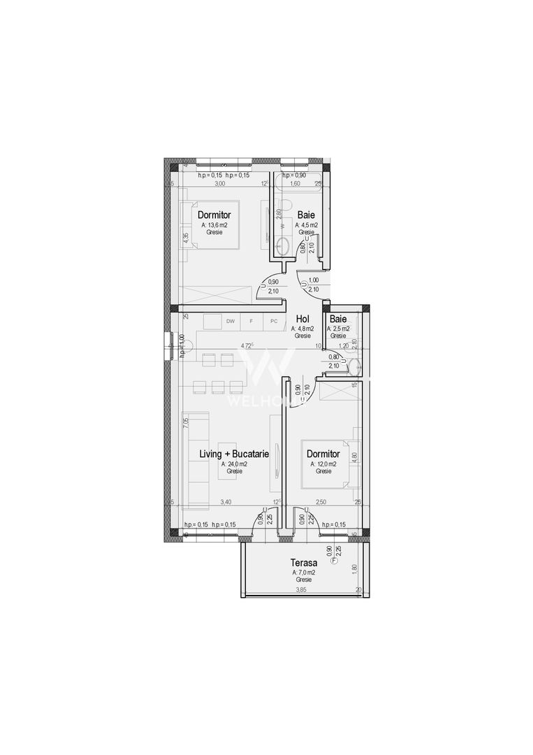 Apartament 3 camere – Predare la cheie  Sibiu, Cristian - Schiță 8