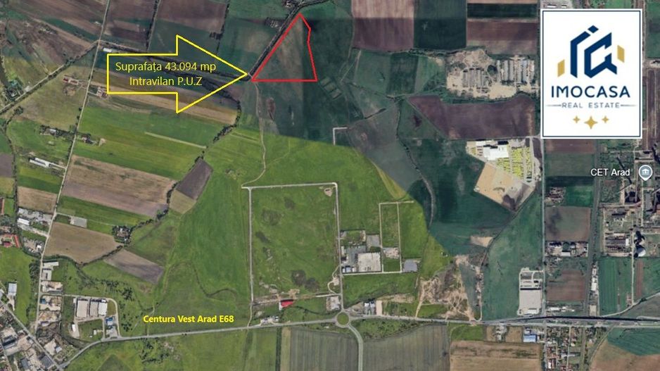 Teren Intravilan Industrial PUZ abrobat Centura Vest Arad E68 - Poză 1