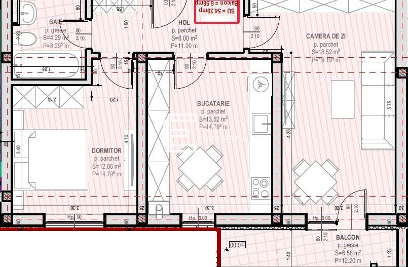 Apartament 2 camere 54.39 mp utili  | Șelimbăr – Zona Unirii - Schiță 13