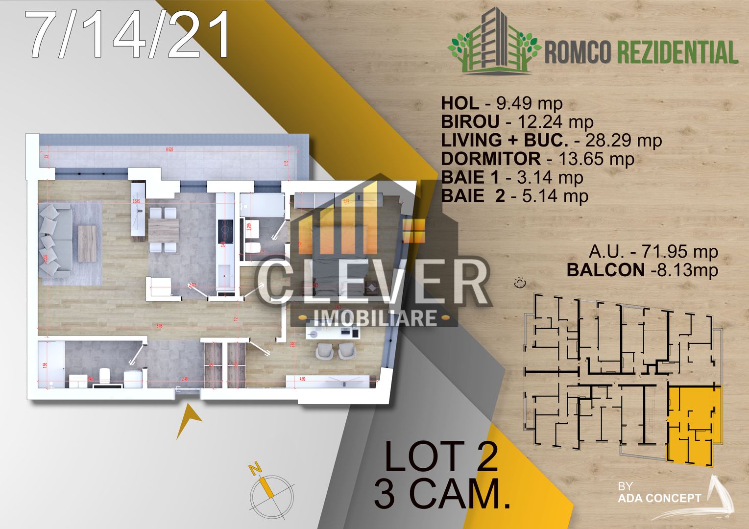 Ap 3 camere, Panouri Fotovoltaice, Ventilatie NovingAIR - Parcul Teilor - Schiță 15