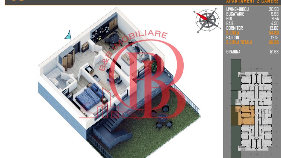 2 camere cu gradina parcare bonus metrou Nicolae Teclu - Schiță 6