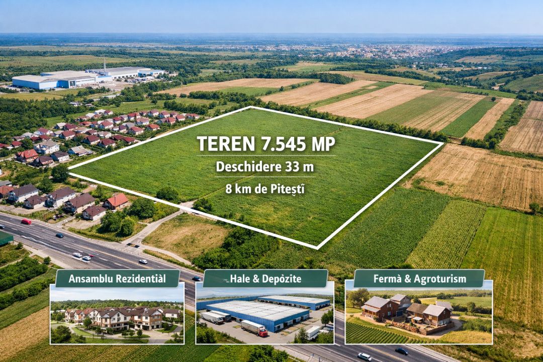 Teren intravilan 7.545 mp în ideal rezidențial sau hale - Poză 1