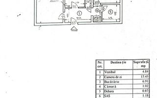 2 Camere | Decomandat | Etaj 1 | Bloc 1981 | Creditabil - Schiță 4