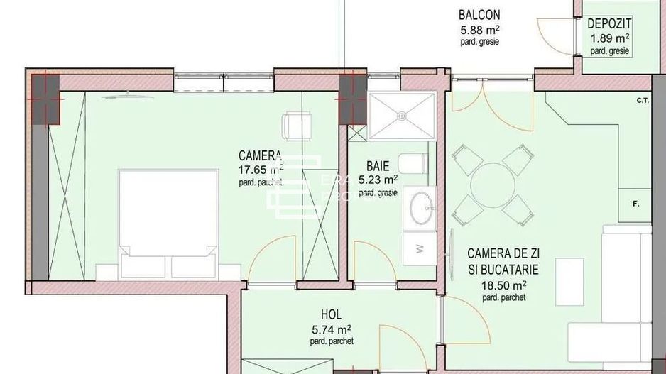 Apartament 2 Camere -49 mp -la Cheie  Sibiu – reper Doamna Stanca - Schiță 10