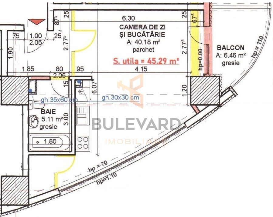 Apartament tip studio de inchiriere in bloc nou! - Schiță 12