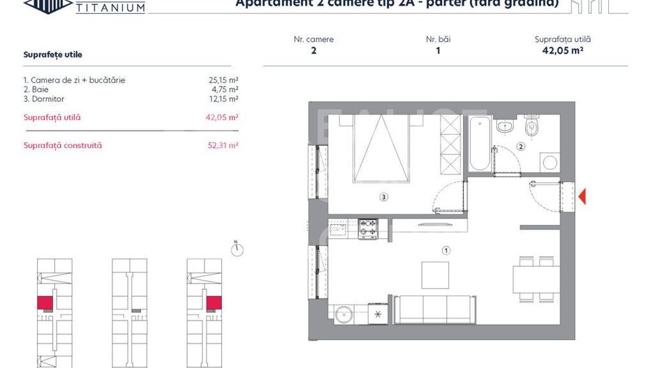 Vânzare, apartament, 2 camere tip 2A, HILS Titanium, București - Poză 2