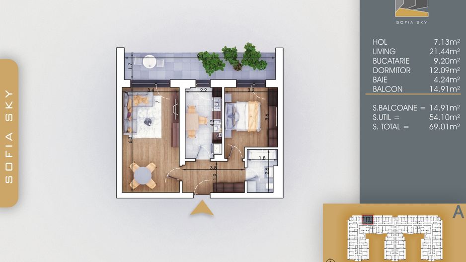 2 camere  Titan Pallady  700 metri de  Metrou Nicolae Teclu - Schiță 6