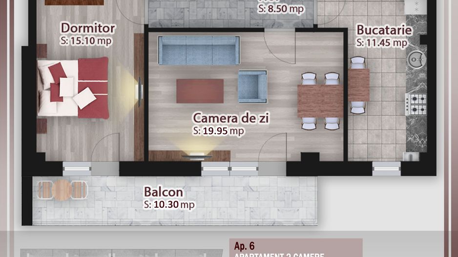 2 camere decomandat -oferta lansare proiect Pallady - Schiță 1