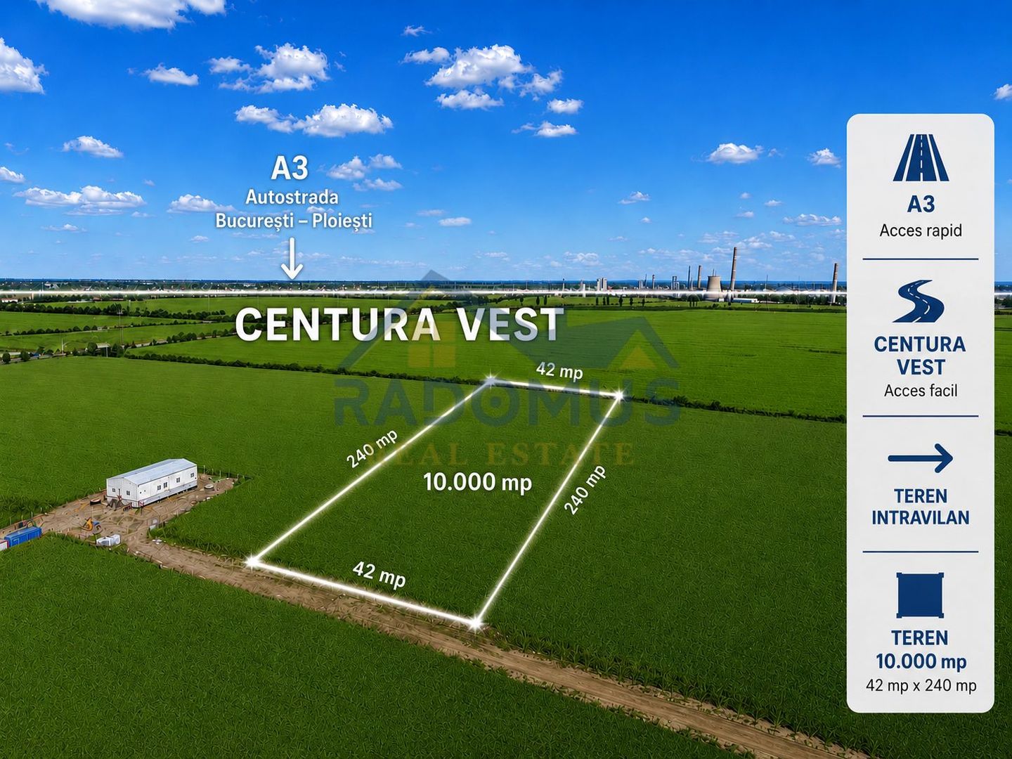 TEREN INTRAVILAN 10.000 MP – PLOIEȘTI VEST - CARTIER MITICĂ APOSTOL - Poză 1