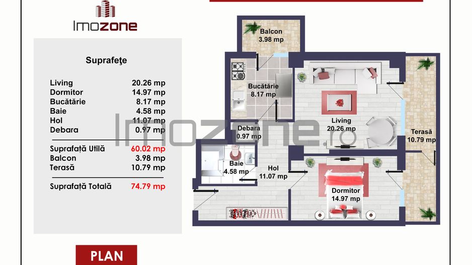 Ansamblul Primavara, 2 camere, decomandat, 74mp, finisat modern si centrala noua - Poză 2