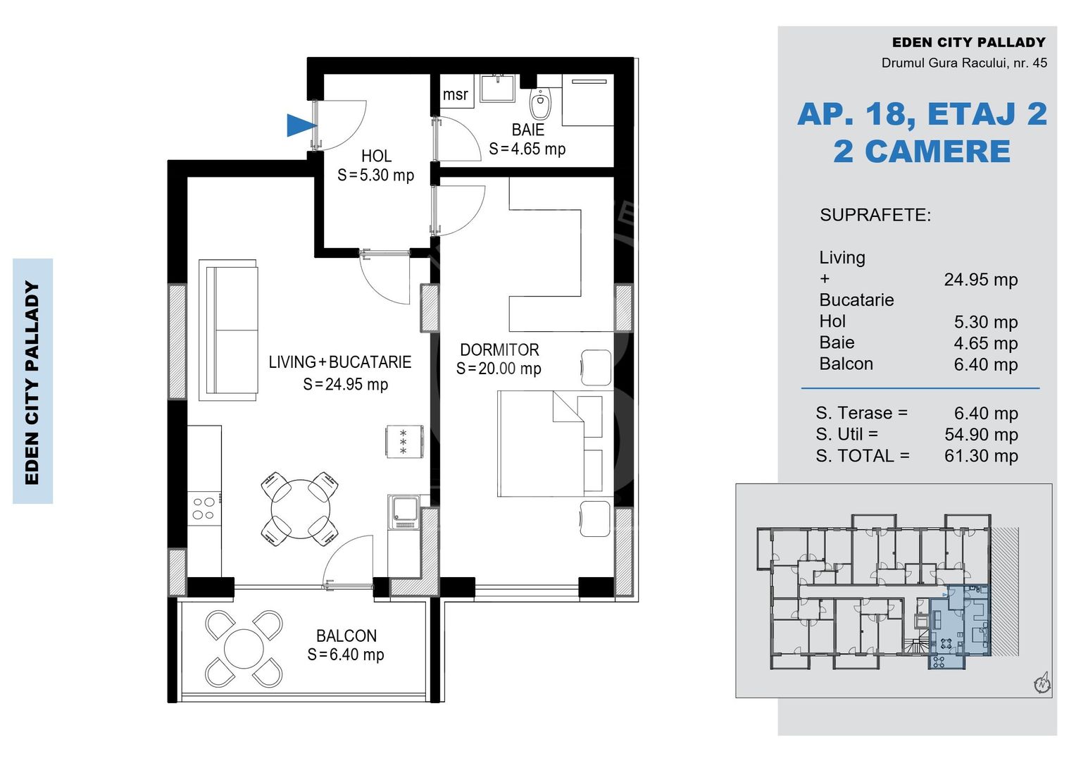 Apartament 2 camere Theodor Pallady Metrou Nicolae Teclu - Schiță 2