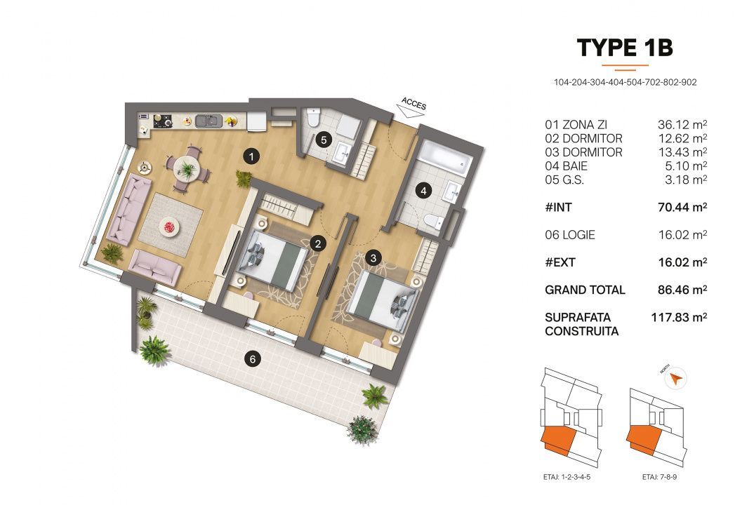 Tomis Plus - Celine Elegance - Vânzare apartament cu 3 camere, etaj 4. - Poză 2