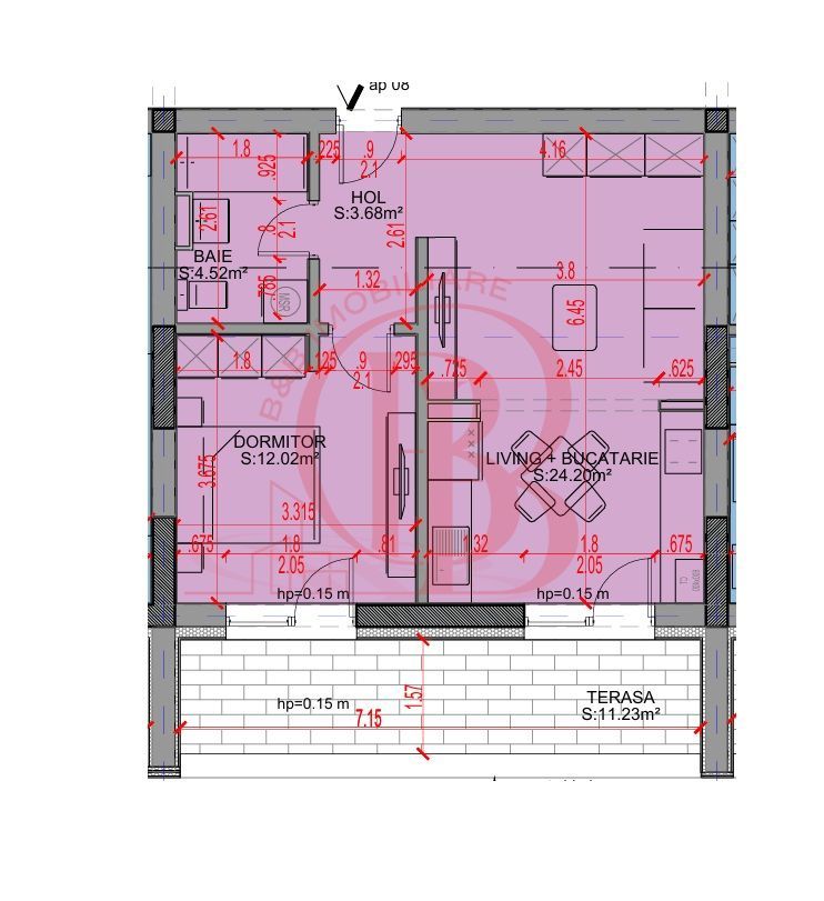 Apartament 2 camere Loc Parcare Bonus Th. Pallady 5 min STB - Schiță 2