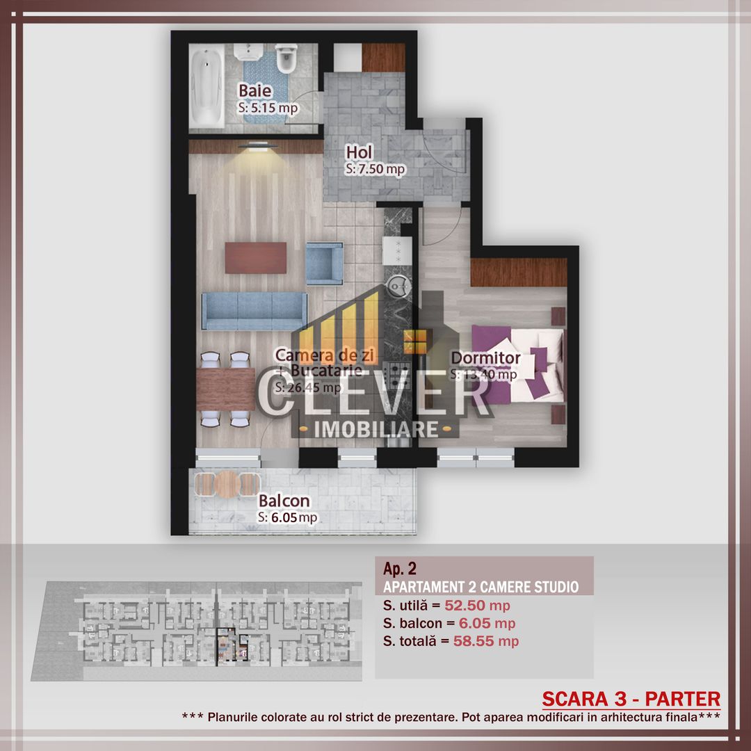 2 camere studio 58 mp – parter – comision 0% - Pallady - Poză 3