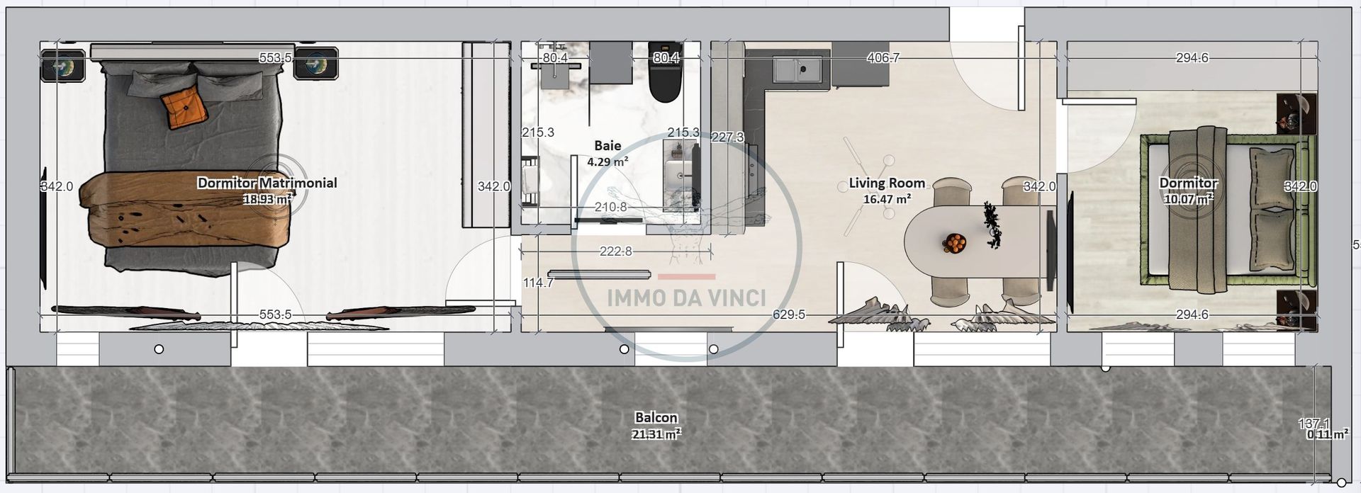 Vând Apartament 3 Camere, Semi-finisat, Terasă 21mp – Mărăști - Schiță 9