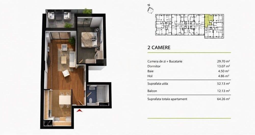 Apartament modern cu panoramă superbă și terasă generoasă. - Poză 7