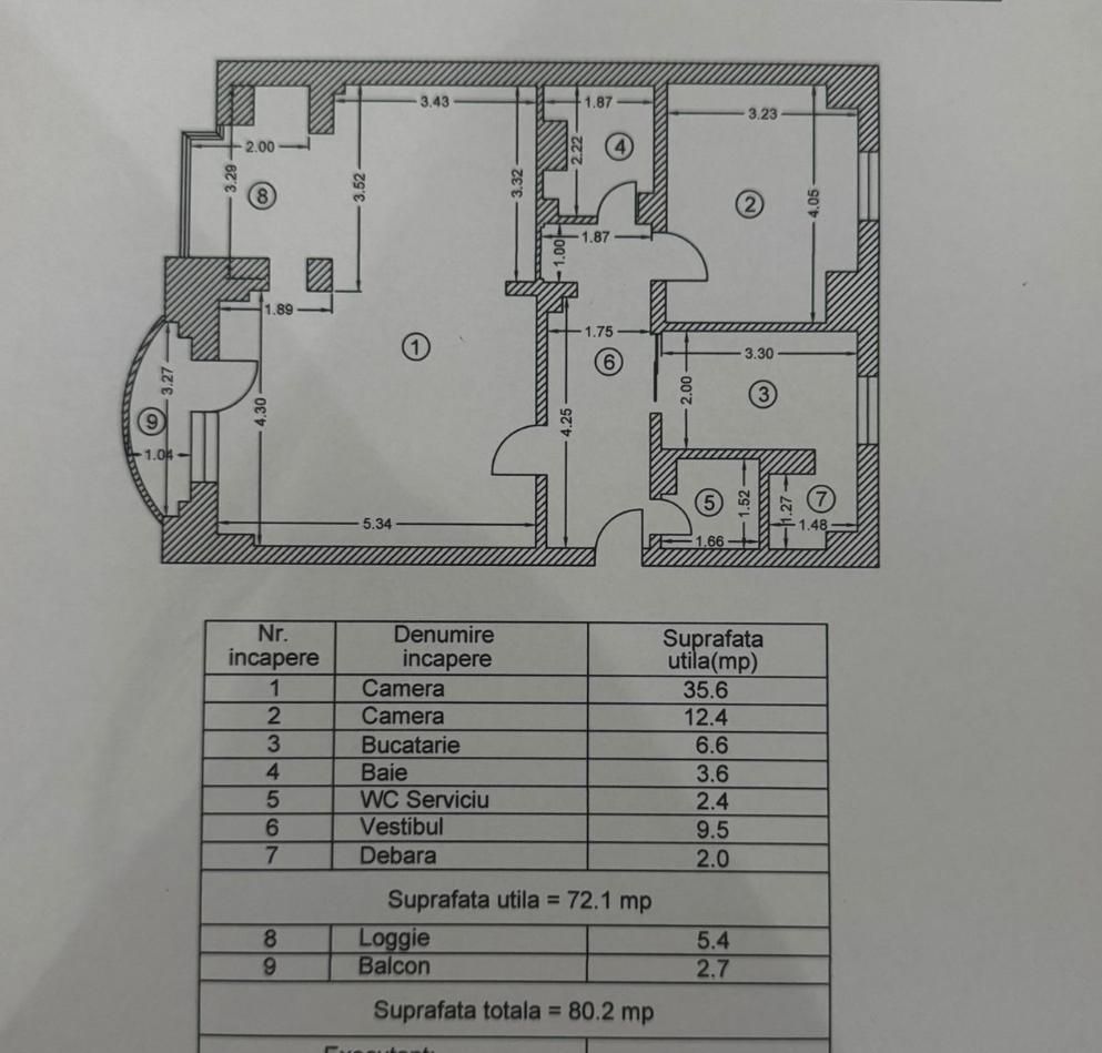 APARTAMENT 3 CAMERE | BLOC  2000 | BULEVARDUL OCTAVIAN GOGA | - Schiță 9