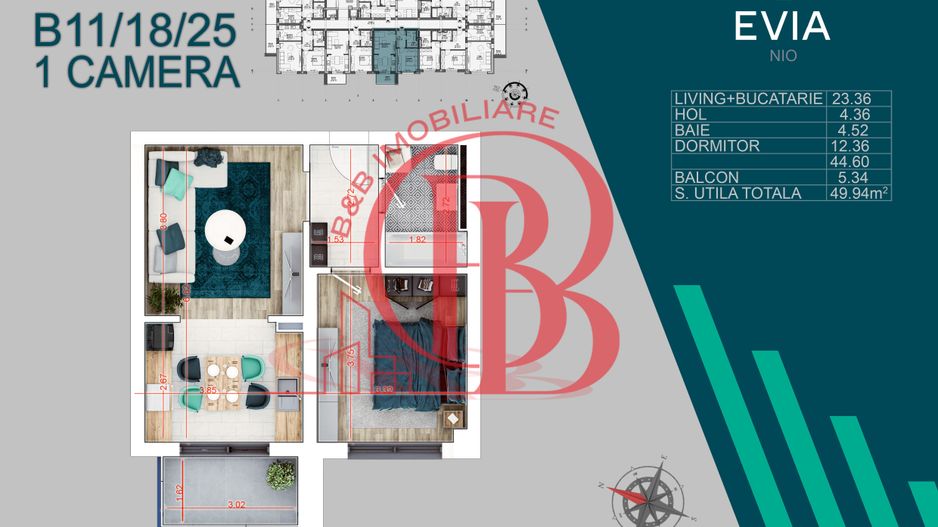 2 camere ideal investitie proiect premium -Titan -Pallady - Schiță 6