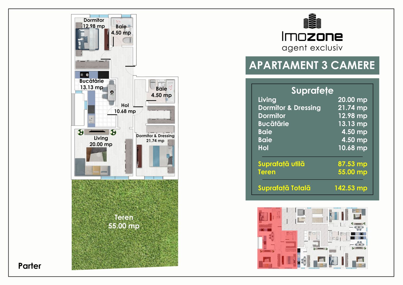 3 CAMERE – 55 MP CURTE – METROU PACII – AUTOGARA MILITARI  – COMISION 0% - Poză 1