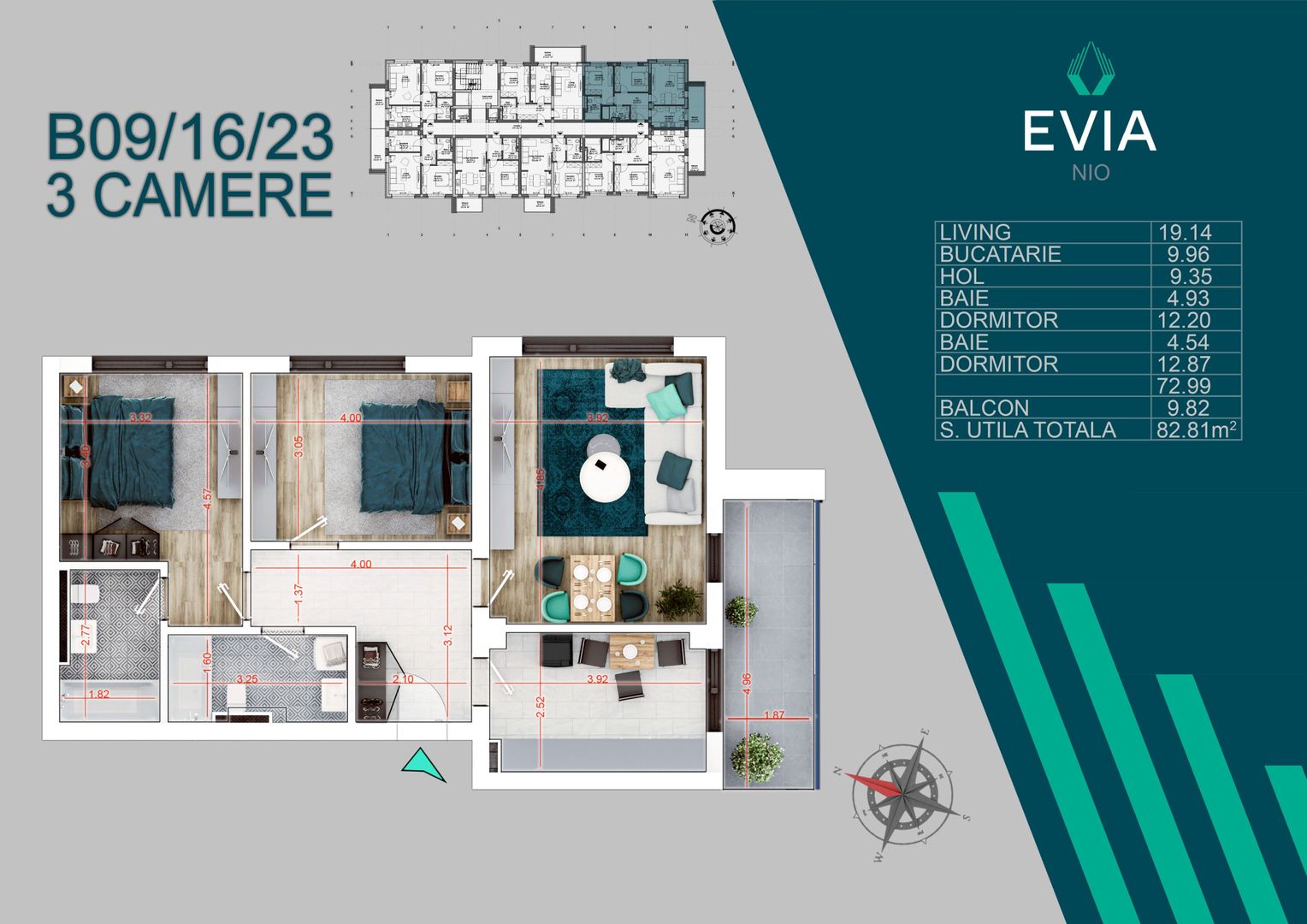 AP. 3CAM. DISPONIBIL IN EVIA NIO/ METROU N. TECLU,SCOALA BRAUNER! - Poză 1