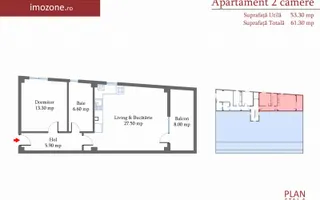 2 camere 60 mp, decomandat, etaj 4, Margelelor, zona de case, COMISION 0% - Schiță 14