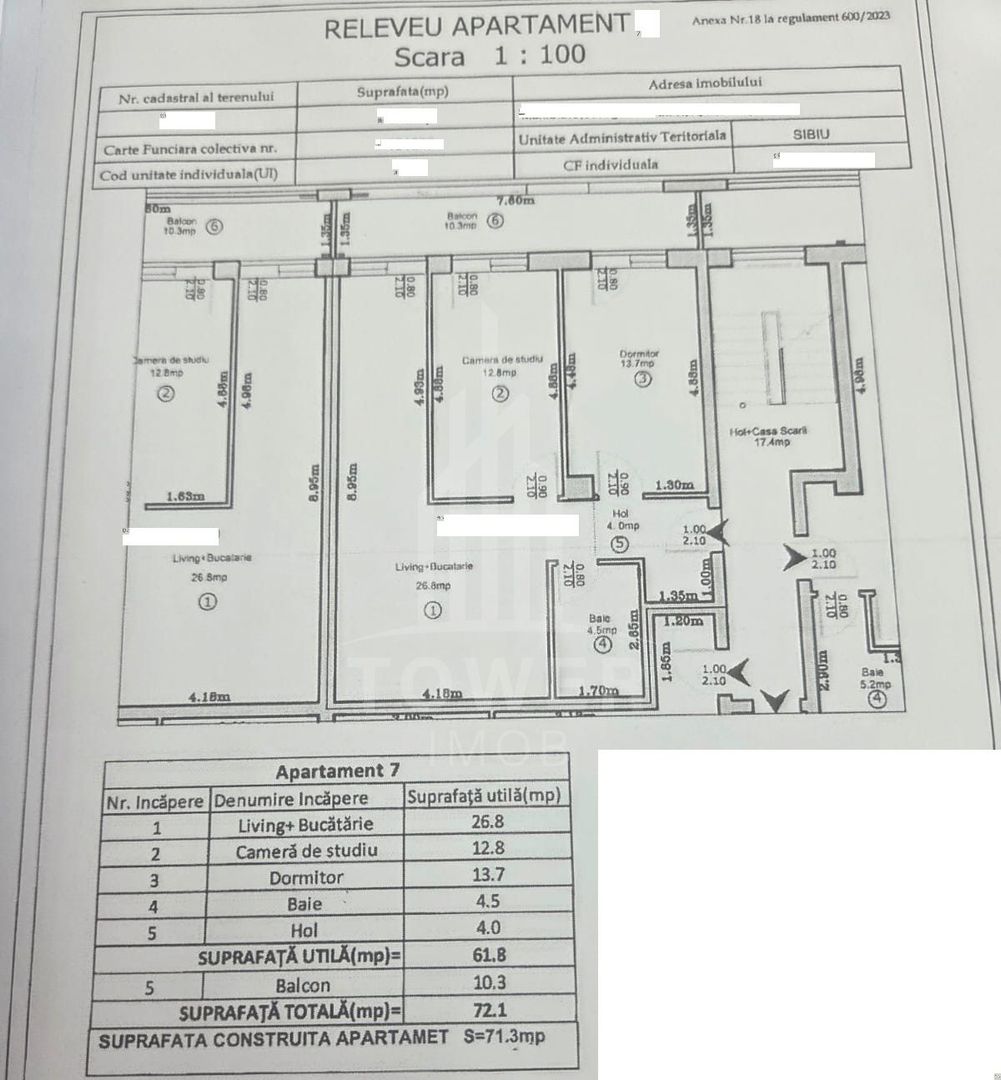 Apartament 3 camere de vânzare | Zona Turnișor - Schiță 11