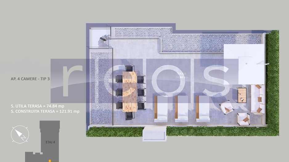 VANZARE APARTAMENT LA CHEIE | 4 CAMERE | 107MP | TERASA 75 MP| PARCARE - Schiță 16