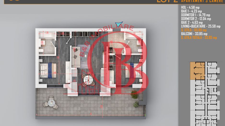 Apartament 3 camere Modern Titan Th. Pallady-Sector 3 - Schiță 1