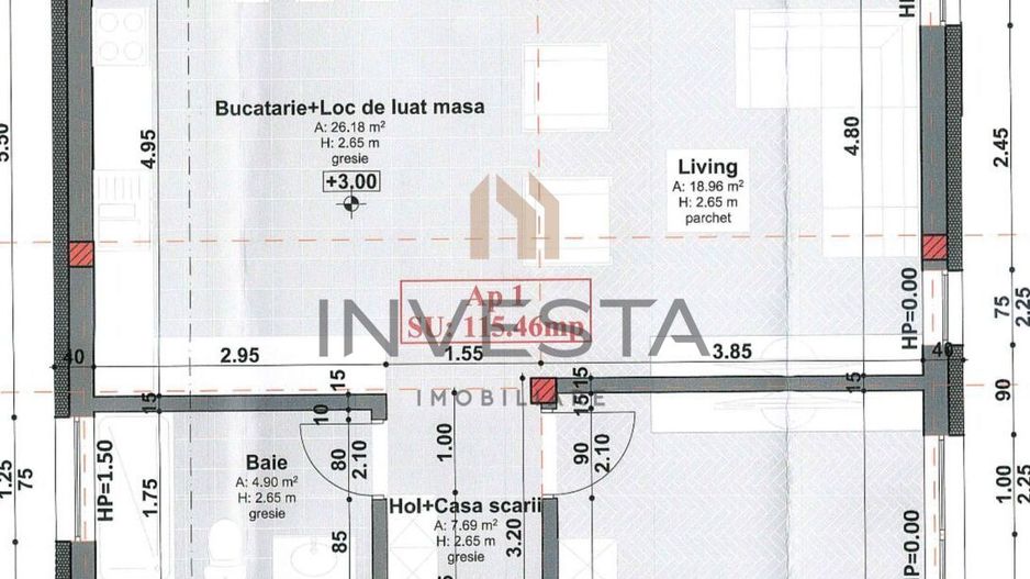 Apartament in vila! 4 camere suprafata utila 115 mp! Terasa de 34 mp! - Schiță 2