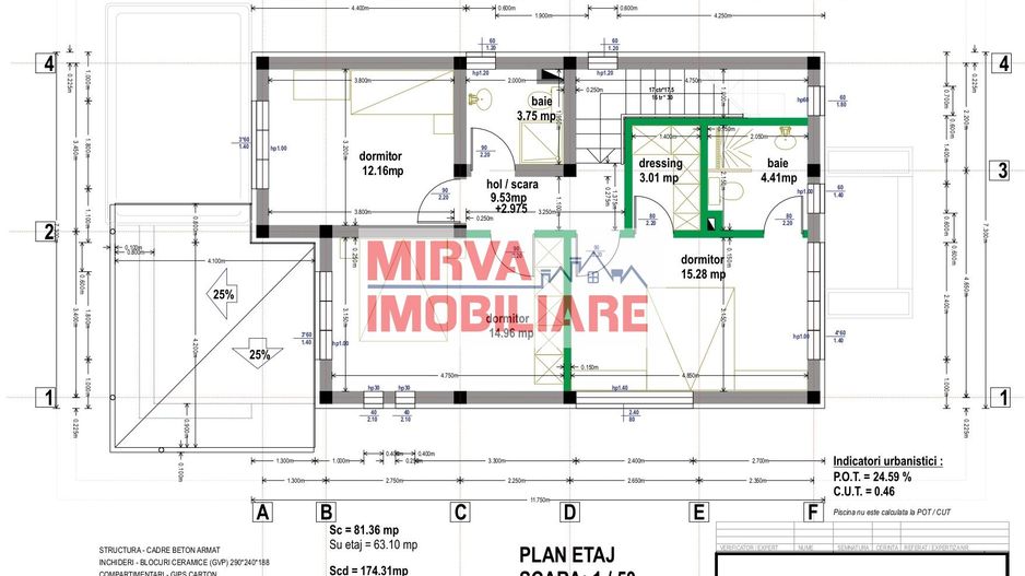 Vilă modernă 4 camere cu piscină, mobilată și utilată | Albert – MRS - Schiță 66