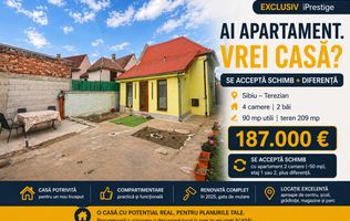 CASĂ DE VÂNZARE ÎN SIBIU TEREZIAN | 4 CAMERE| 2 BĂI | ACCEPT SCHIMB