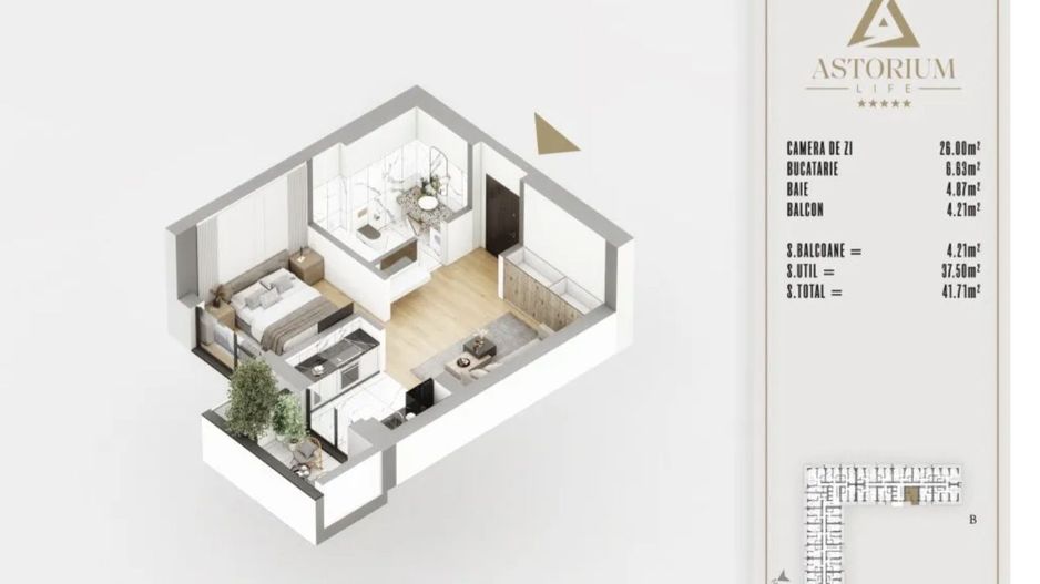 GARSONIERA DUBLA-MOBILATA ETAJ 1 / PROIECT PREMIUM ASTORIUM LIFE! - Poză 4