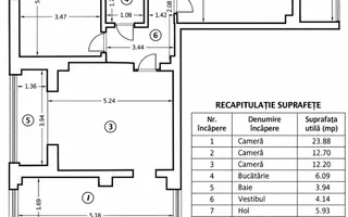 APARTAMENT 3 CAMERE | 72MP  | IANCULUI-MEGA MALL | CENTRALA | RENOVAT - Schiță 15