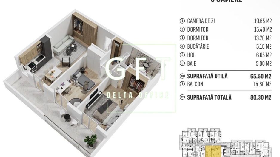 Apartament 3 camere, finisat modern, zona Centura - Poză 1